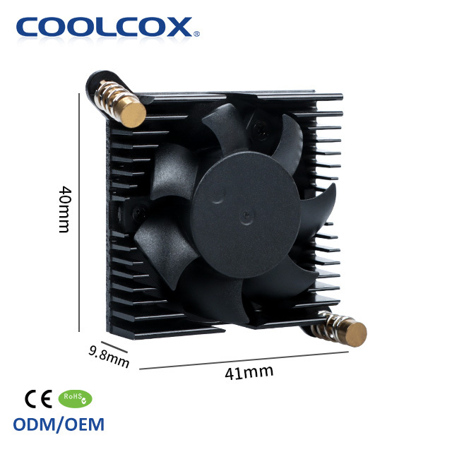CoolCox VC-AL4009 12V GPU Cooler Aluminum Heatsink 3Pin Power Interface 40x40x10mm Radiator Fan Ball Bearing VGA Graphics Card