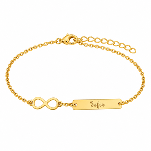 Pulsera de Barra Infinita Personalizada con Nombre, Chapada en Oro de 18K, Acero Inoxidable, Grabado Personalizado, Regalo para Parejas, Amistad, San Valentín - Product Image 1
