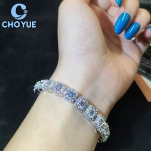 Wholesale 925 Sterling Silver 8MM Moissanite Tennis Bracelet Round Cut Iced Out Fine Jewelry for <b>Men</b> Women Pass Diamond Test - Product Image 2