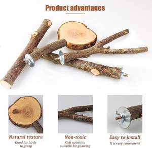 3 Stuks Natuurlijk Hout Vogel Zitstokken Vogelkooi Stands, Vogel Baars <span class=keywords><strong>Stand</strong></span> Speelgoed, Platform Papegaai Paw Slijpen Stokken Takken - Product Image 3