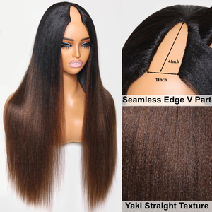 Dark Roots Balayage Châtaigne Brun 1x4 Taille U Partie Perruque <span class=keywords><strong>Cheveux</strong></span> Humains <span class=keywords><strong>pour</strong></span> Femmes <span class=keywords><strong>Crépus</strong></span> Bouclés V Partie Perruque <span class=keywords><strong>Cheveux</strong></span> Humains Sans Colle Avec Clip - Product Image 5