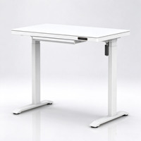 Bureau de jeu pour ordinateur à domicile avec tiroir, plateau en verre, bureau intelligent à hauteur réglable électrique pour position assise ou debout