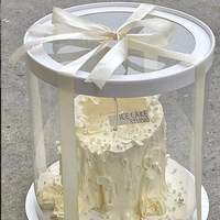 Fête des Mères PVC Fenêtre Cadeau Seau Rond Rose Boîte à Fleurs avec Couvercle Transparent pour Emballage de Fleurs Fraîches ou Artificielles
