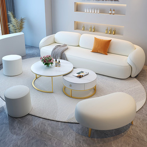 Sofá minimalista color crema con reposabrazos para sala de estar, tienda de vestidos de novia, oficina, casa de huéspedes, sala de recepción, sala de negociación - Product Image 2