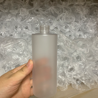 Botol Pompa Lotion Plastik PET Tebal Berlapis Embun dengan Cincin Bambu & Pompa PP untuk Kemasan Kosmetik Perawatan Kulit, Sampo, Sabun Mandi