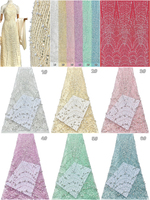 Nouveau tissu en dentelle perlée lourde Finshon blanc pour robe de mariée, tulle brodé pour robe de soirée femme