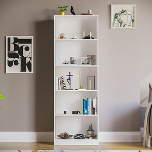 Libreria a 5 Ripiani Extra-Large con Scaffali in <span class=keywords><strong>Legno</strong></span> <span class=keywords><strong>Bianco</strong></span>, Scomparti Portaoggetti, Perfetta per Ufficio o Soggiorno - Product Image 2