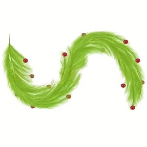 Sapin de Noël artificiel Yan Ju en roseau, 1,8 m, vert avec boules rouges pour la décoration intérieure - Product Image 3