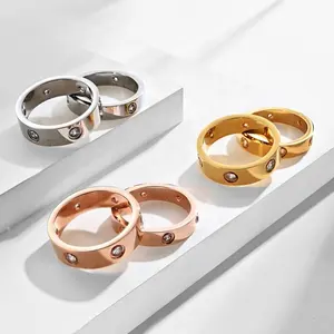 उच्च गुणवत्ता लक्जरी ब्रांड गहने पुरुषों महिलाओं के युगल के लिए सोने की हीरे की क्लासिक पेंच प्यार की अंगूठी