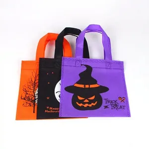 Non Woven Reusable Nonwoven Shopping Tote Bag Reusable Halloween Trick Treat Candy Bag Handle Party Supplies