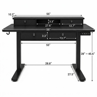 Bureau de travail moderne avec 4 tiroirs, bureau debout électrique réglable en hauteur, ergonomique pour le bureau à domicile, la chambre à coucher