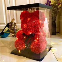 AYOYO OEM Rose Gift 40cm Ours en peluche rose rouge Fleur artificielle Cadeau de Noël 2025 Cadeau de la Saint-Valentin Ours en fleurs pour femmes