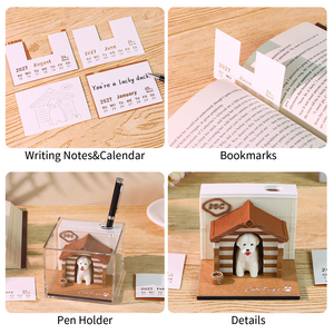 Bloc-notes 3D en forme <span class=keywords><strong>de</strong></span> chiot mignon, notes adhésives créatives en forme d'animal, sculpture en papier, décoration <span class=keywords><strong>de</strong></span> bureau, cadeau pour les amoureux des animaux - Product Image 5