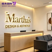 Enseigne en lettres en acier inoxydable rétroéclairées par LED 3D en or miroir personnalisée, logo graphique papillon pour la réception de salons de cosmétiques et de beauté
