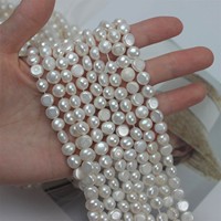 Chaîne de perles baroques d'eau douce naturelles de qualité supérieure, 8-9 mm, polies des deux côtés, haute brillance, bijoux de luxe en gros