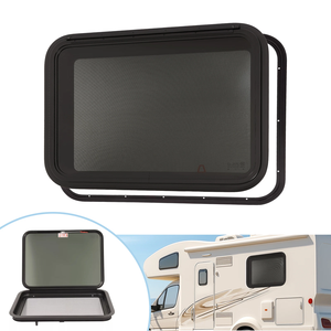Fenêtre de sortie pour <span class=keywords><strong>camping</strong></span>-<span class=keywords><strong>car</strong></span> 30" x 22" avec moustiquaire amovible et anneau de garniture foncé pour caravane - Product Image 1