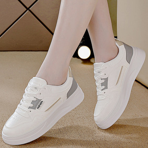 Women's White Slip-On Flat <b>Heel</b> Lightweight Durable All Seasons Cotton Pu Upper Shoes - Product Image 6