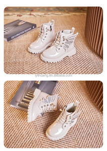 Nuovi stivali alla moda per bambini stivali in pelle con ali di farfalla da ragazza stivali alti - Product Image 5