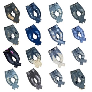 Nuovi <span class=keywords><strong>Jeans</strong></span> da <span class=keywords><strong>Uomo</strong></span> Stile Retrò, Gamba Dritta, Multi Tasche, Elastici, Comodi, Streetwear Personalizzato, Stile Strappato - Product Image 1