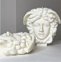 Moule à bougie en silicone pour sculpture grecque, corps, visage, serpent, cheveux, figurine, cire, buste de Méduse, moule à bougie