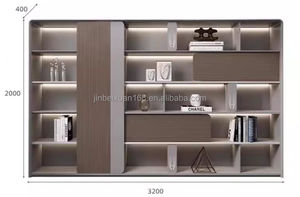 Estantería de MDF de diseño moderno de lujo con luz LED de gran tamaño alto para el hogar, oficina, dormitorio, escuela, sala de estar, taller, Hotel, Hospital - Product Image 4