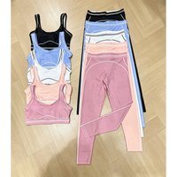 Ensemble de yoga deux pièces pour femme, respirant, anti-transpiration, sans coutures, doux pour la peau, taille élastique, épaules dénudées, dos nageur