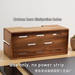 Wooden Desktop Cable Organizer Rectangle 18.4cm Durable Office Use - Product Image 3