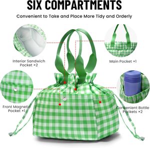 Sac à déjeuner personnalisé couleur bonbon, sac isotherme portable, sac à déjeuner isotherme réutilisable de haute qualité avec cordon de serrage - Product Image 2
