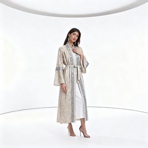 Robe Abaya en polyester avec dentelle imprimée élégante sur mesure pour femmes musulmanes, occasions de mariage - Product Image 4