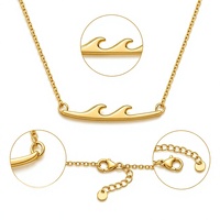 Collier pendentif barre ondulée personnalisé en acier inoxydable, chaîne à maillons géométriques pour femme