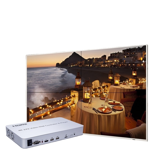 4K Video Wall Controller & Player Metal CE Certified HD-MI USB SD Card RS232 Input 4 Outputs 2x2 Splicing Modes