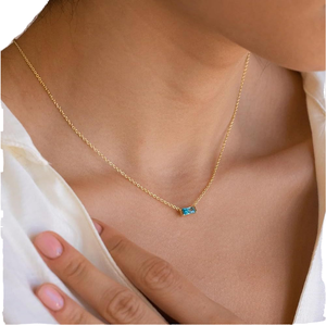 Collares de diamantes chapados en oro de color alto Vintage para mujer, 12 circonitas de piedra natal, acero de titanio, forma de luna inoxidable, regalo especial - Product Image 1