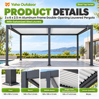 Pergola à double ouverture 3x6m avec structure en aluminium et 96 lames en acier galvanisé monocouche pour la vente en gros