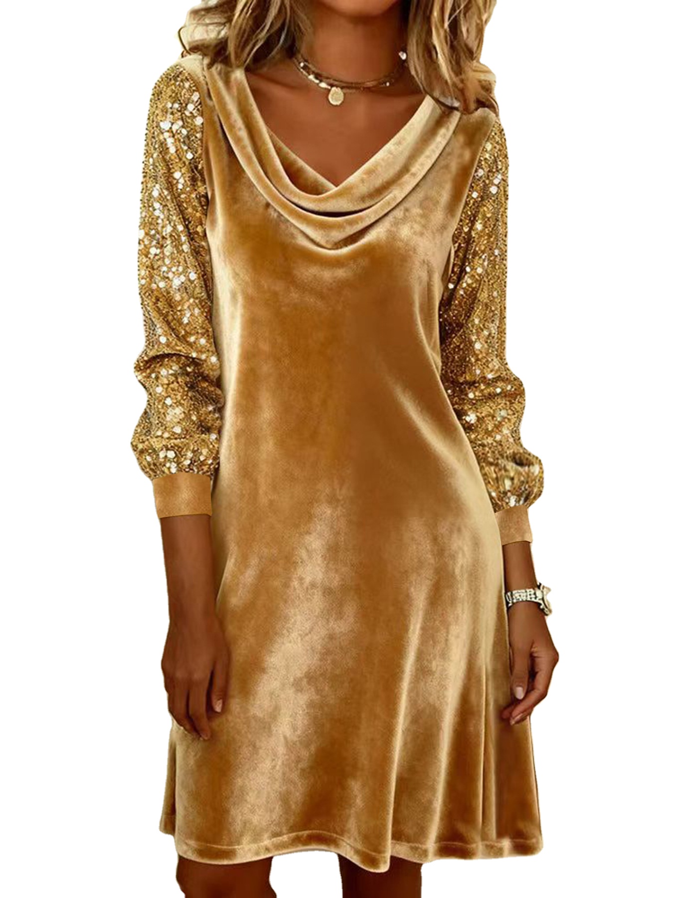 knee length dresses for ladies Burnished Gold Velvet V-Neck Bridesmaid Dress Mermaid Floor-Length