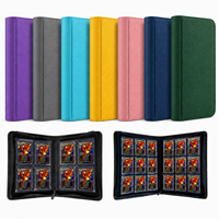 Carpeta de Tarjetas con Cierre y 4 Bolsillos Grabada con Láser al por Mayor, Álbum de Tarjetas Coleccionables de Cuero PU Personalizado para Juegos de Mesa
