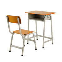 Bureau d'étudiant en bois moderne et écologique personnalisable, cadre en tube de fer, marque WANGLI, formation professionnelle, salles de classe, écoles
