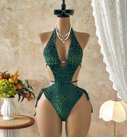 Maillot de bain une pièce plongeant en V profond pour femme, 3 couleurs, avec détails à nouer, style brésilien, monokini, tailles XS-L