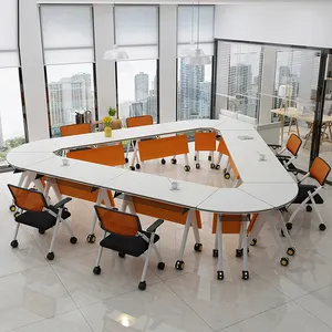 免费拼接现代折叠组件，其特征在于，会议桌椅学校辅导班谈判长桌旁