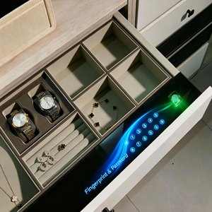 Fingerprints Touchscreen <strong>Codes</strong> <strong>Use</strong> Batteries Mechanical Keys Luxury Smart Safe and Hidden in Furniture Front Opening Drawer Safe - Product Image 6