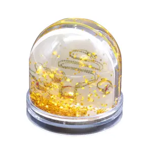 Inserto in plastica personalizzato foto globi di neve cornice con Glitter fiocchi di neve acrilico palla di neve