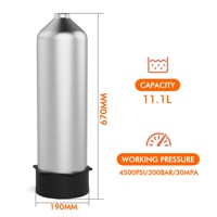 TUDIVING Bouteille en aluminium 6061 haute pression 20mpa 200Bar 11.1L 3000psi pour sports nautiques et plongée sous-marine