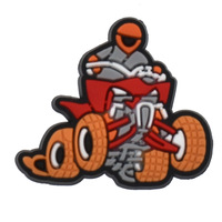 Patch promotionnel plat en PVC souple adhésif, technique de goutte de colle, pour vêtements, accessoires DIY, thème moto transfrontalier, motif trompette