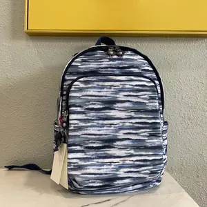 Carra KIPLINGlero di lusso da donna di alta gamma zaino comune serie moda zaino borsa computer strisce colorate blu e bianco