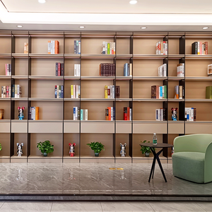 Moderno personalizado lujo niños <span class=keywords><strong>madera</strong></span> oculta puerta arco aluminio gabinete Metal sólido 5Mm Panel estanterías y estanterías con puerta de cristal - Product Image 4