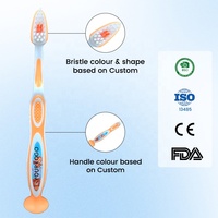 Brosse à dents pour enfants avec minuteur de brossage de 3 minutes, design dessin animé, base à ventouse, support vertical, poils souples, nettoyeur de langue