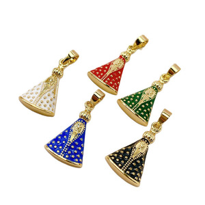 Ciondoli JS2031 Placcati Oro 18k con Zirconi Cubici, Raffiguranti Gesù Malverde e la Vergine del Valle - Product Image 2