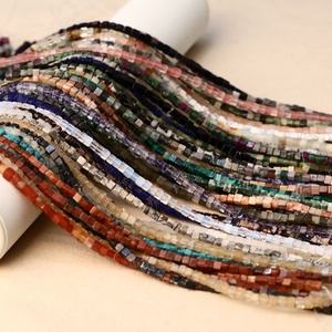 Perles de pierres précieuses naturelles mélangées de 4/6/8 mm, perles carrées en colonne, perles en vrac pour la création de bijoux, vente en gros - Product Image 1