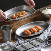 Assiettes de service en acier inoxydable 304 style rétro coréen motif flocon de neige pour restaurant, table de pique-nique et camping en extérieur