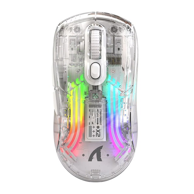 ATTACK SHARK X2 Mouse Transparent Tri-mode 2.4G/BT/Wired PAW3212 DPI2400 60IPS RGB Silent Click Mouse Office Ergonomics