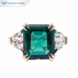 Tianyu Đá Quý 14K Vàng Vàng 8*9Mm Phòng Thí Nghiệm Ngọc Lục Bảo Và Phòng Thí Nghiệm Kim Cương Def Vs1 Nửa Mặt Trăng Cắt Thời Trang Sang Trọng Phụ Nữ Nhẫn - Product Image 1